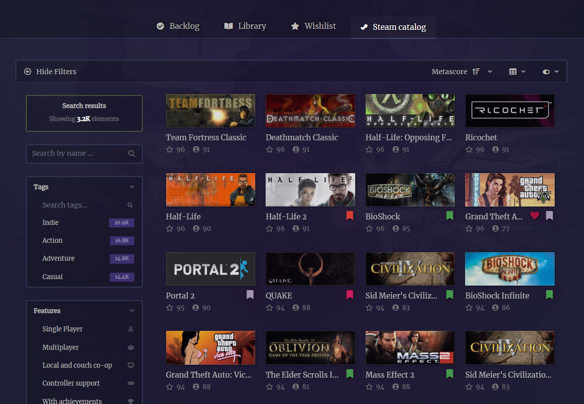 Steam Backlog, a free tool to organize your Steam library